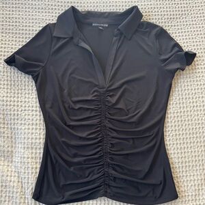 Boston Proper nwot Classic Black Ruched blouse travel